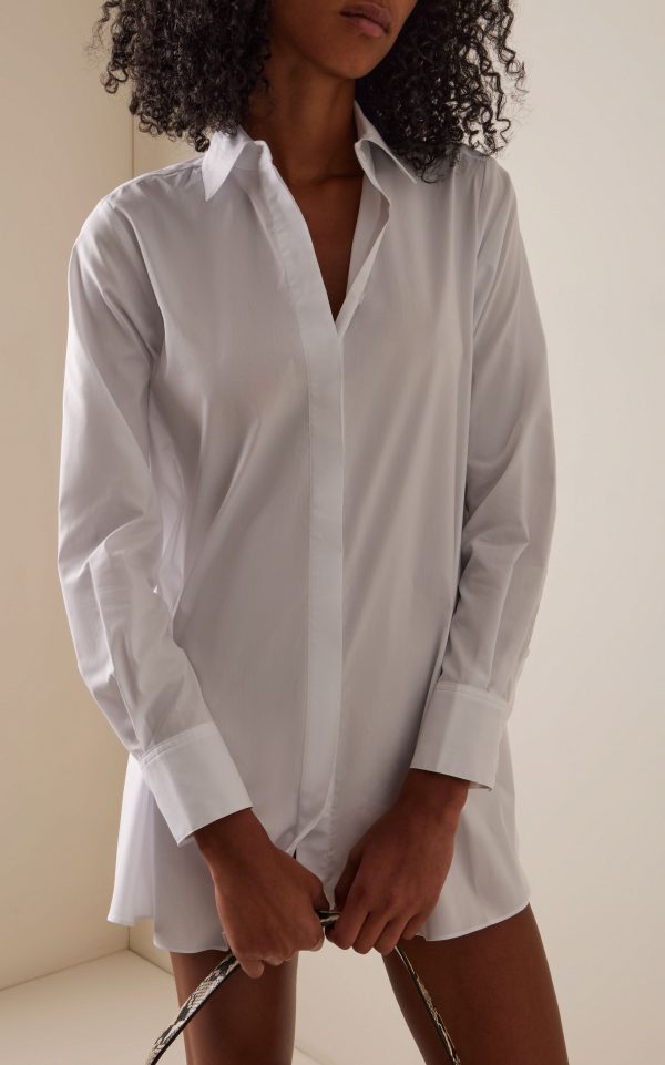Hits Style Gaia Open-back Cotton Poplin Mini Shirt Dress 2025