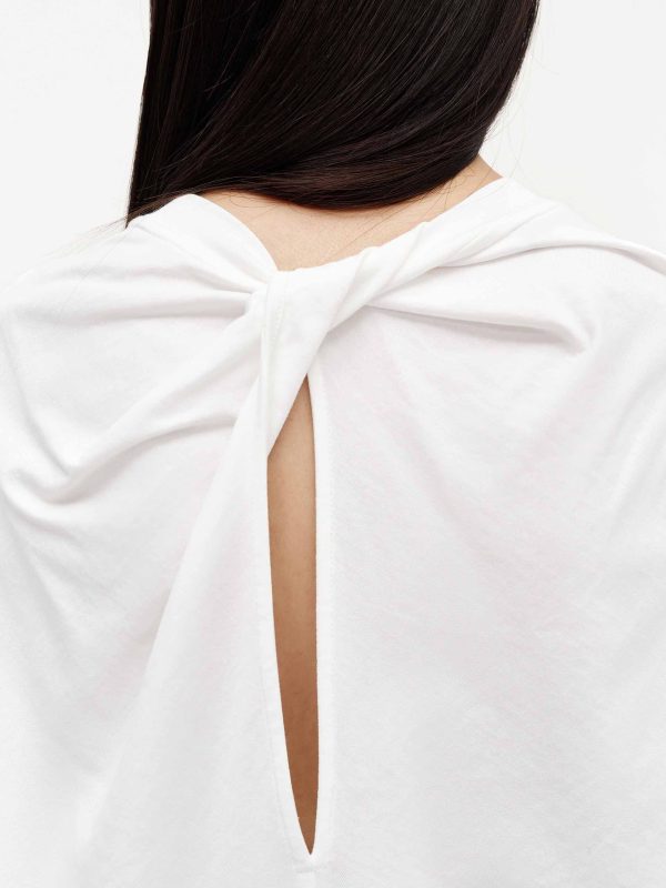 Back Cutout Cotton T-shirt - White / S