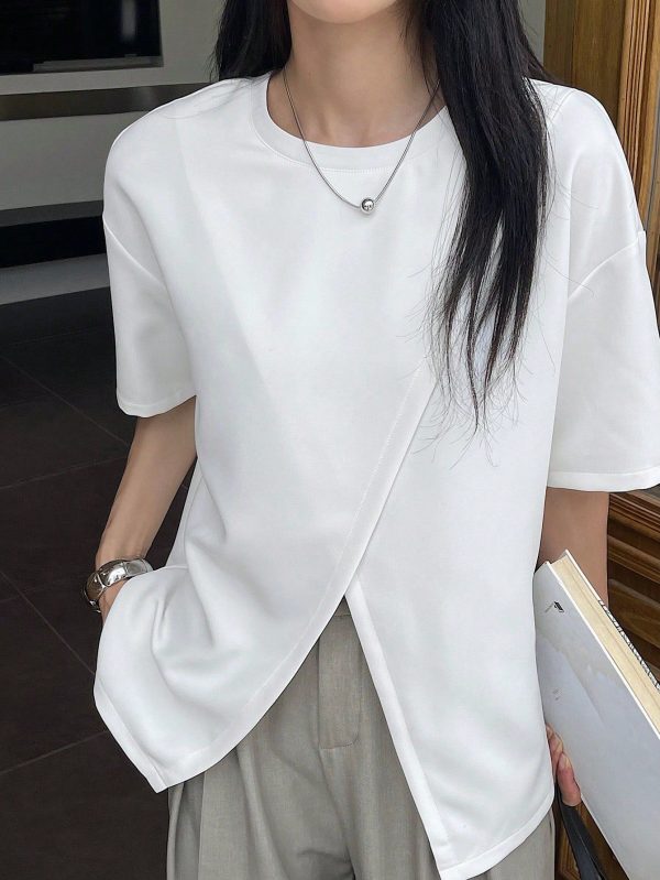 Women's New Autumn Casual T-Shirt With Split Hem Detail