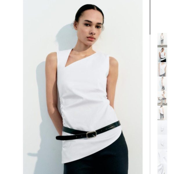 Zara Tops | Nwt Zara Asymmetric Ruched Top White | Color: White | Size: S