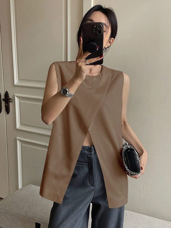 Top de tirantes sin mangas para mujeres de uso diario con unicolor y diseño simple