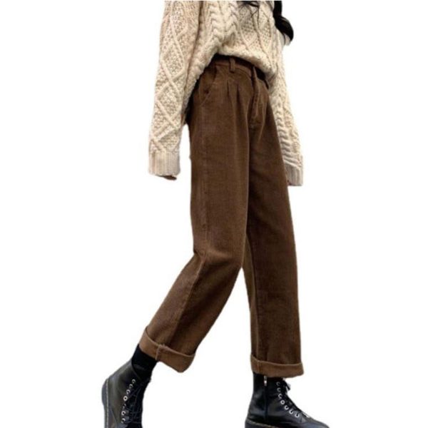 Women's Corduroy Trousers - Brown / UK 10