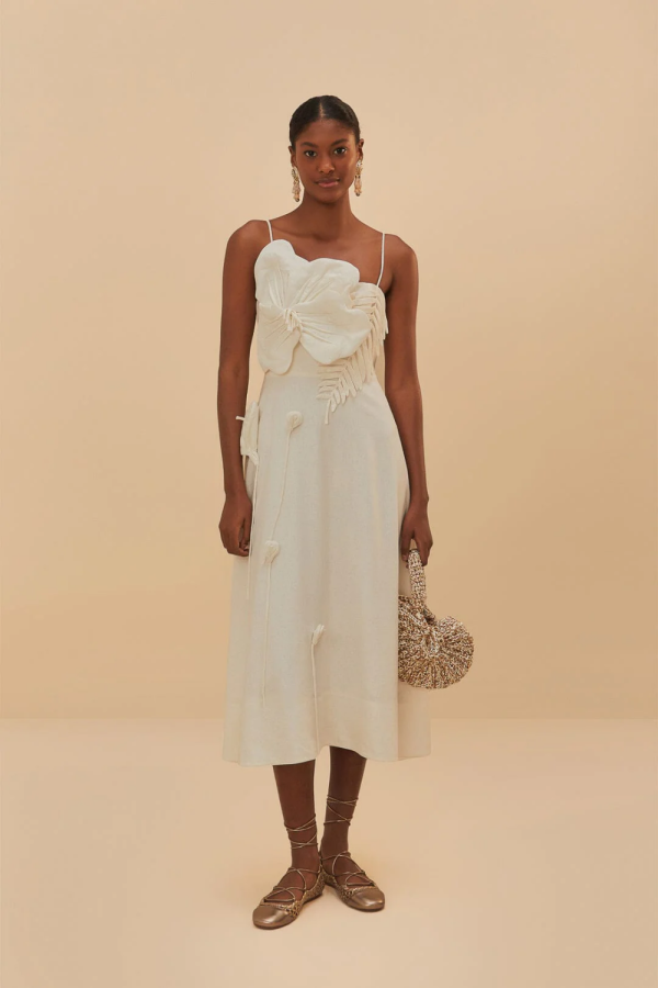 Off-White Garden LENZING™ ECOVERO™ Euroflax™ Midi Dress