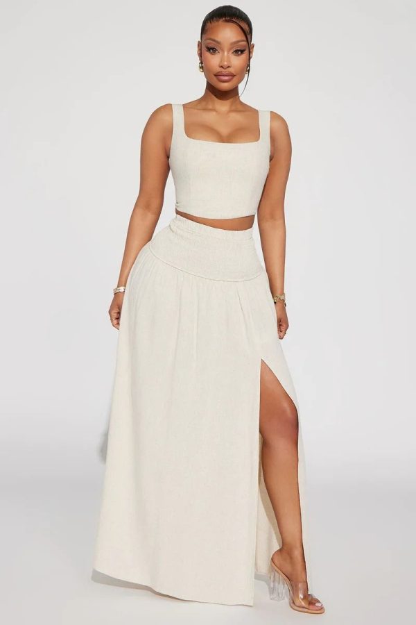 Layla Linen Maxi Skirt - Tan | Fashion Nova