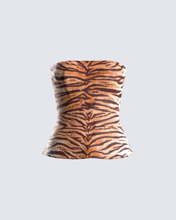 Juliana Brown Tiger Print Top