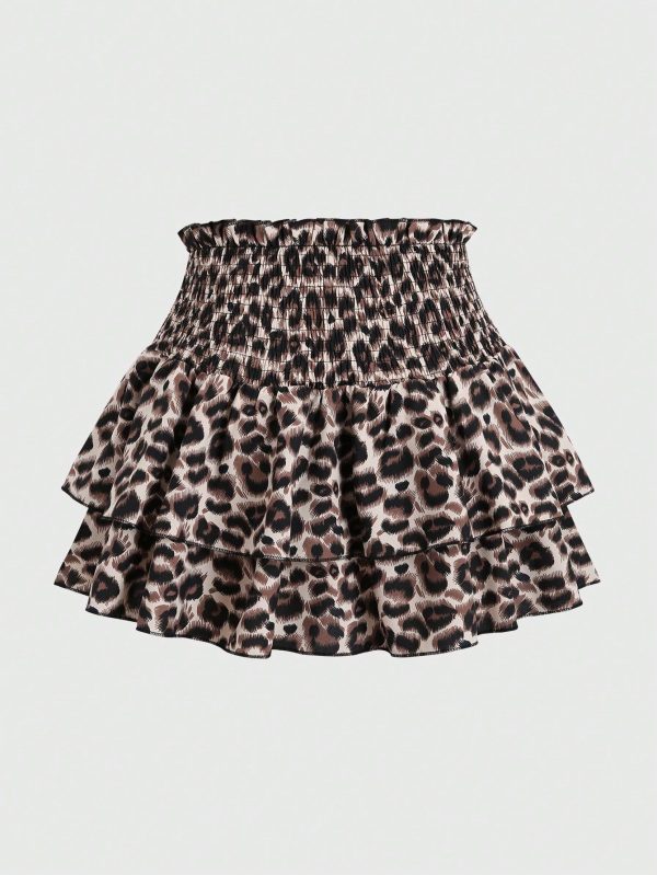 Women's Leopard Print Waist Tie Summer Skirt, Perfect For Holidays