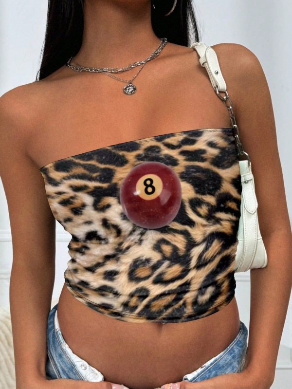Y2K Leopard Ball Print Simple Style Everyday Tube Top