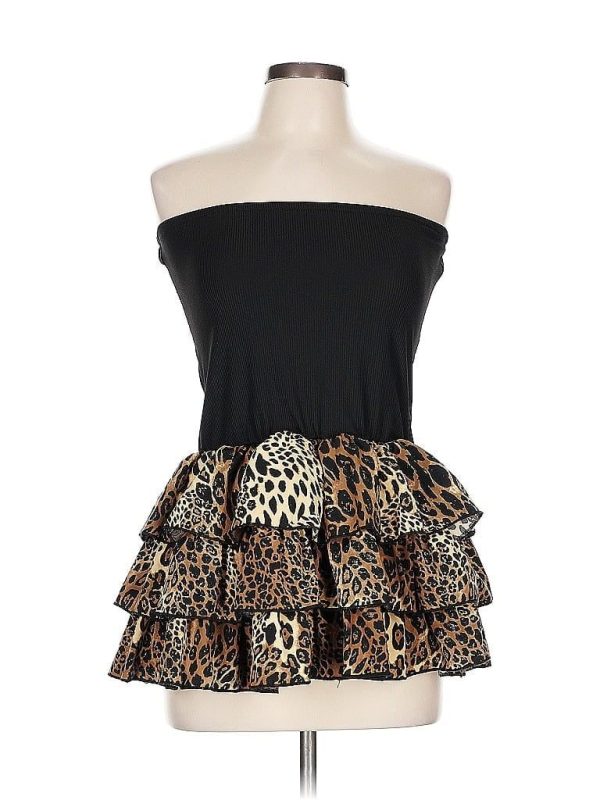 Shein Tube Top Black Animal Print Strapless Tops - Used - Size 12
