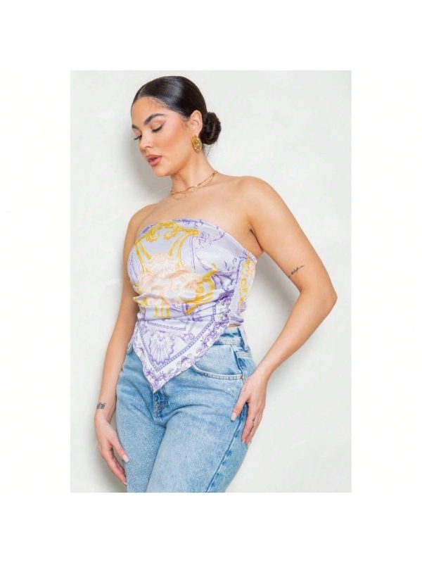 Strapless Satin Effect Scarf Top
