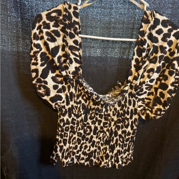 Smocked Tan And Brown Puff Sleeve Blouse | Color: Brown/Tan | Size: Xl