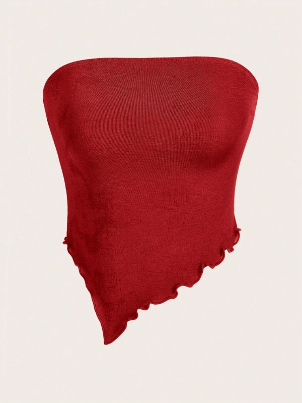 Asymmetrical Hem Knit Tube Top