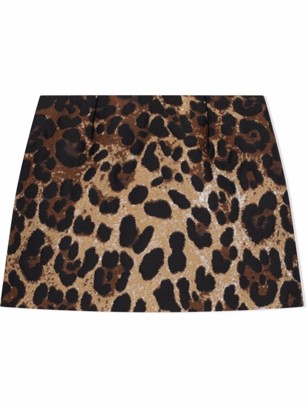 Dolce & Gabbana Kids leopard-print jacquard miniskirt - Brown