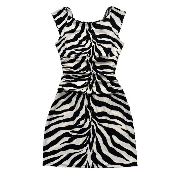 Bisou Bisou Dresses | Bisou Bisou Michele Bohbot Women’s Sz 8 Black Cream Zebra Print Sleeveless Dress | Color: Black/Cream | Size: 8